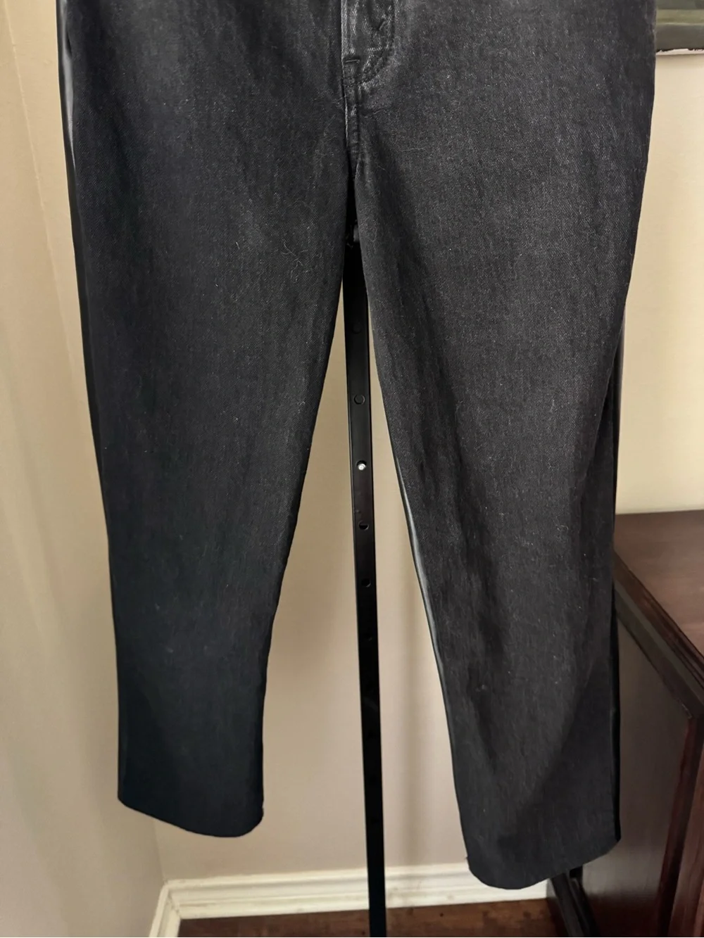 Abercrombie and fitch ultra high rise black Jeans with Faux Leather Trim - Picture 3 of 9